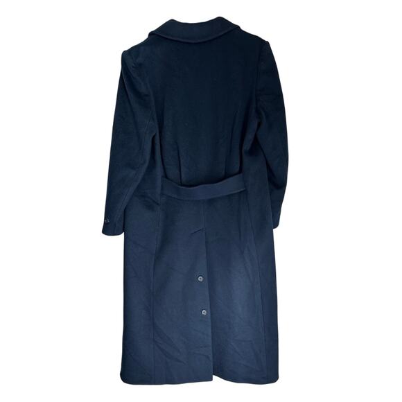Ashley Scott Navy Blue 100% Wool Coat Wide Lapels Long Length Overcoat Large - Picture 3 of 6